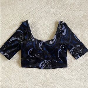 ATHLETA|Velvet Black Blue Swirl Women's yoga Top|Medium| EUC